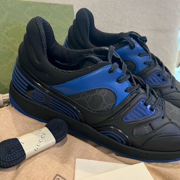 NEW Gucci Men’s Supreme GG Logo Blue Sneakers - Picture 4 of 13